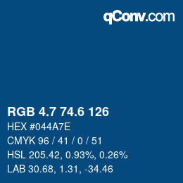 カラーコード: RGB 4.7 74.6 126 | qconv.com