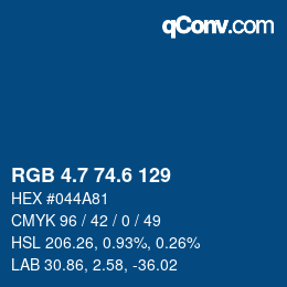 カラーコード: RGB 4.7 74.6 129 | qconv.com