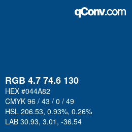 カラーコード: RGB 4.7 74.6 130 | qconv.com