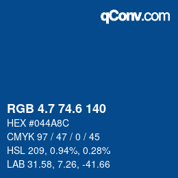 カラーコード: RGB 4.7 74.6 140 | qconv.com