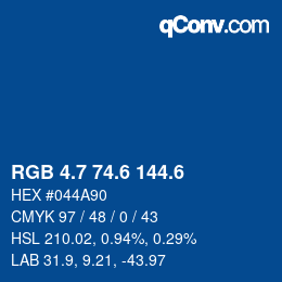カラーコード: RGB 4.7 74.6 144.6 | qconv.com