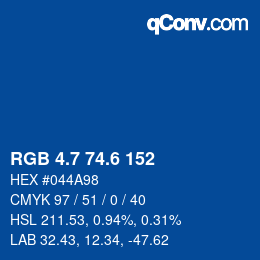 カラーコード: RGB 4.7 74.6 152 | qconv.com