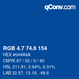 カラーコード: RGB 4.7 74.6 154 | qconv.com