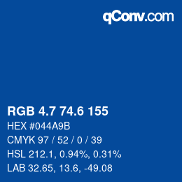 カラーコード: RGB 4.7 74.6 155 | qconv.com