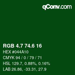 カラーコード: RGB 4.7 74.6 16 | qconv.com