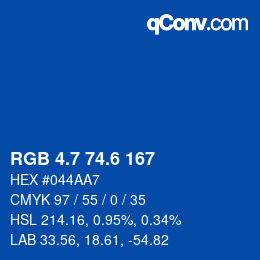 カラーコード: RGB 4.7 74.6 167 | qconv.com