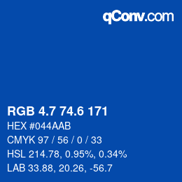 カラーコード: RGB 4.7 74.6 171 | qconv.com