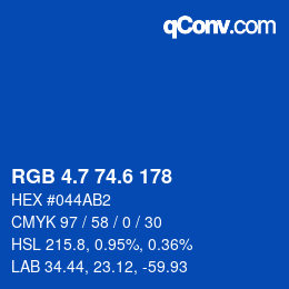 カラーコード: RGB 4.7 74.6 178 | qconv.com