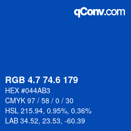 カラーコード: RGB 4.7 74.6 179 | qconv.com