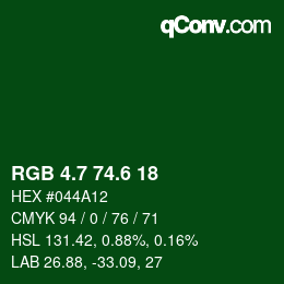 カラーコード: RGB 4.7 74.6 18 | qconv.com
