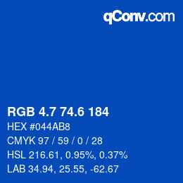 カラーコード: RGB 4.7 74.6 184 | qconv.com