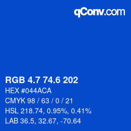 カラーコード: RGB 4.7 74.6 202 | qconv.com