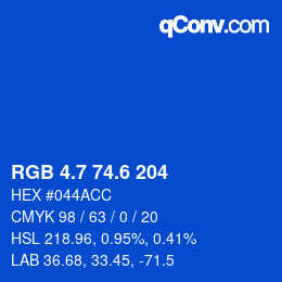 カラーコード: RGB 4.7 74.6 204 | qconv.com