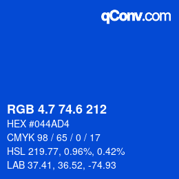 カラーコード: RGB 4.7 74.6 212 | qconv.com