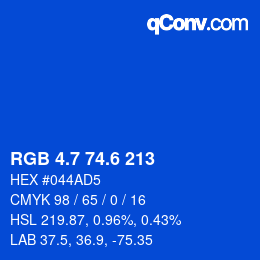 カラーコード: RGB 4.7 74.6 213 | qconv.com