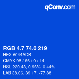 カラーコード: RGB 4.7 74.6 219 | qconv.com