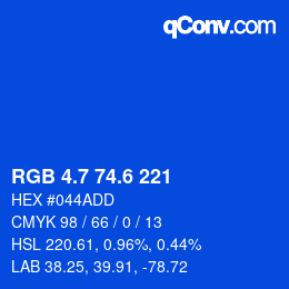 カラーコード: RGB 4.7 74.6 221 | qconv.com