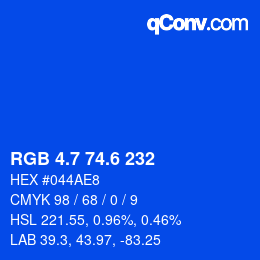 カラーコード: RGB 4.7 74.6 232 | qconv.com