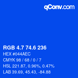 カラーコード: RGB 4.7 74.6 236 | qconv.com