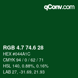 カラーコード: RGB 4.7 74.6 28 | qconv.com