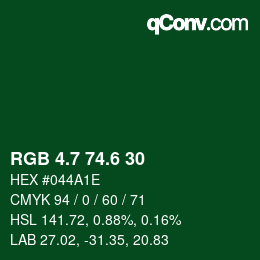 カラーコード: RGB 4.7 74.6 30 | qconv.com