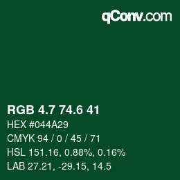 カラーコード: RGB 4.7 74.6 41 | qconv.com