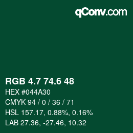 カラーコード: RGB 4.7 74.6 48 | qconv.com