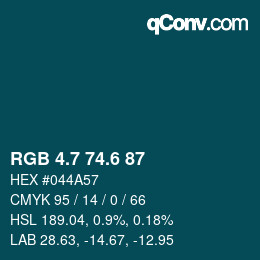 カラーコード: RGB 4.7 74.6 87 | qconv.com
