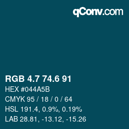 カラーコード: RGB 4.7 74.6 91 | qconv.com