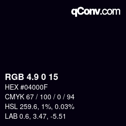 Color code: RGB 4.9 0 15 | qconv.com