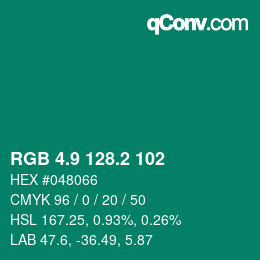 カラーコード: RGB 4.9 128.2 102 | qconv.com