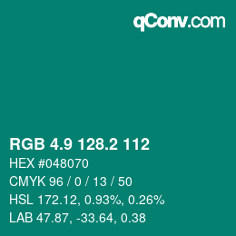 カラーコード: RGB 4.9 128.2 112 | qconv.com