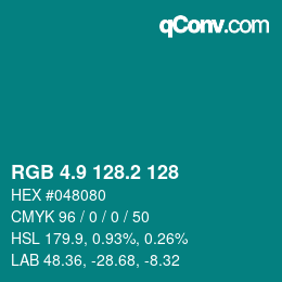 カラーコード: RGB 4.9 128.2 128 | qconv.com