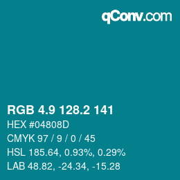 Color code: RGB 4.9 128.2 141 | qconv.com