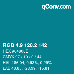 Código de color: RGB 4.9 128.2 142 | qconv.com