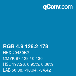 カラーコード: RGB 4.9 128.2 178 | qconv.com