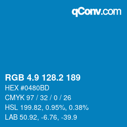 カラーコード: RGB 4.9 128.2 189 | qconv.com