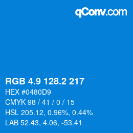カラーコード: RGB 4.9 128.2 217 | qconv.com