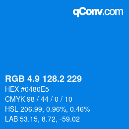 カラーコード: RGB 4.9 128.2 229 | qconv.com