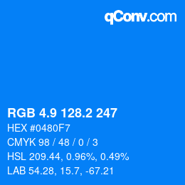 カラーコード: RGB 4.9 128.2 247 | qconv.com