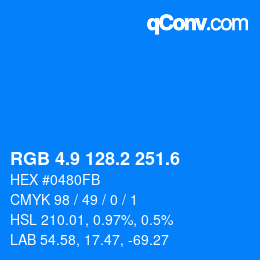 カラーコード: RGB 4.9 128.2 251.6 | qconv.com