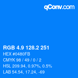 カラーコード: RGB 4.9 128.2 251 | qconv.com