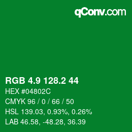 カラーコード: RGB 4.9 128.2 44 | qconv.com