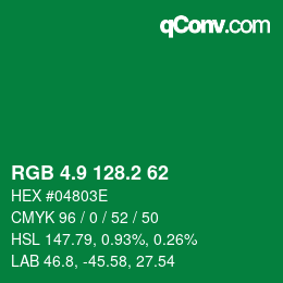 カラーコード: RGB 4.9 128.2 62 | qconv.com