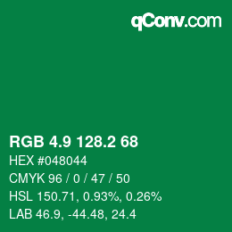 カラーコード: RGB 4.9 128.2 68 | qconv.com
