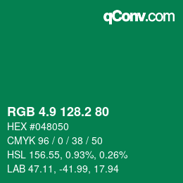 カラーコード: RGB 4.9 128.2 80 | qconv.com