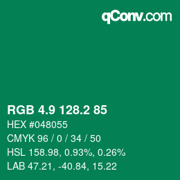 カラーコード: RGB 4.9 128.2 85 | qconv.com
