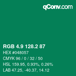カラーコード: RGB 4.9 128.2 87 | qconv.com