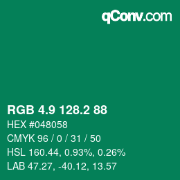 カラーコード: RGB 4.9 128.2 88 | qconv.com