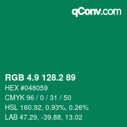 カラーコード: RGB 4.9 128.2 89 | qconv.com